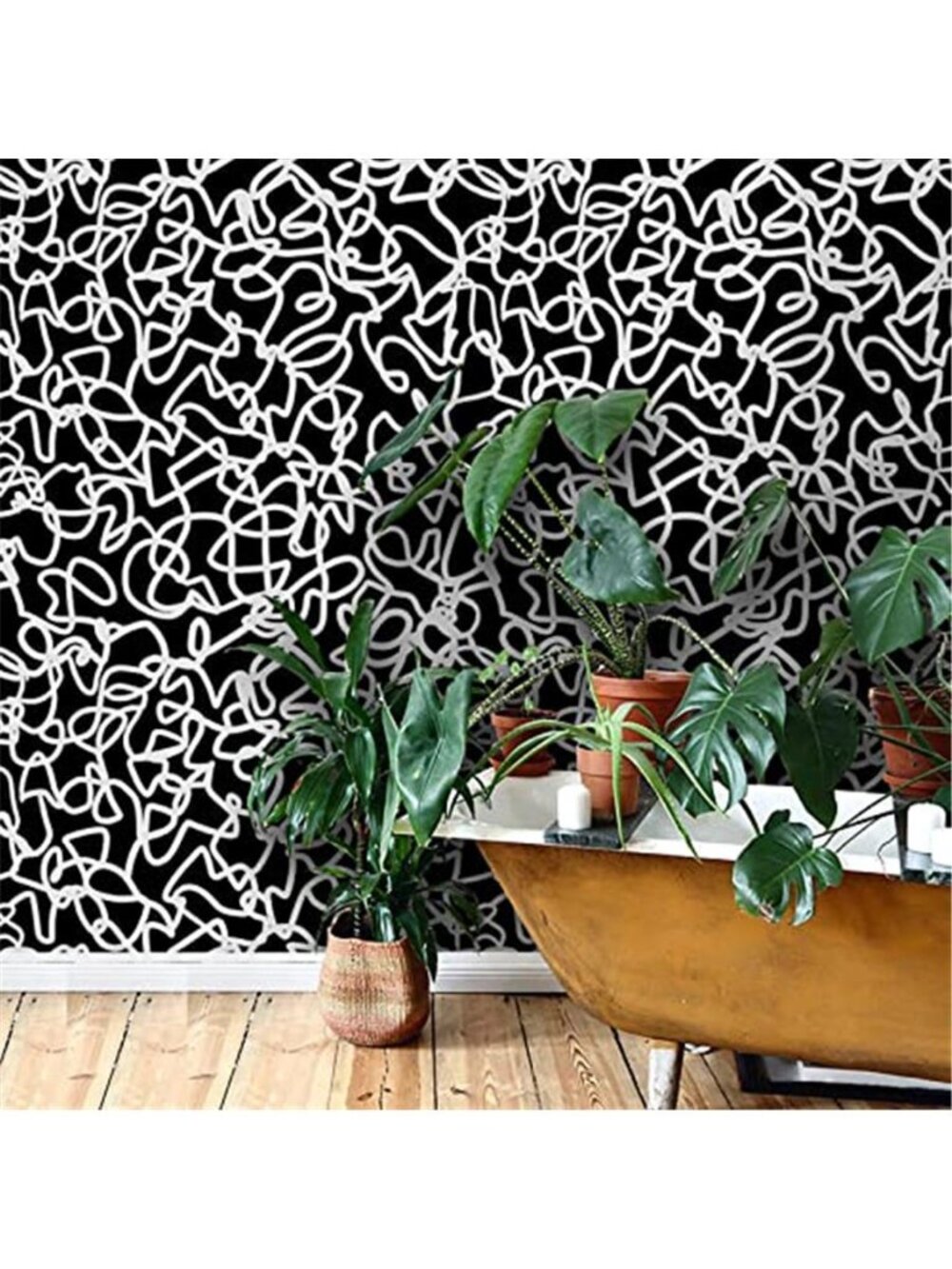 Black White Peel Stick Wallpaper Modern Abstract Contact Paper Wall Decor